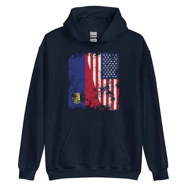 Liechtenstein USA Flag - Half American Hoodie