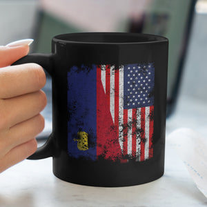 Liechtenstein USA Flag - Half American Mug