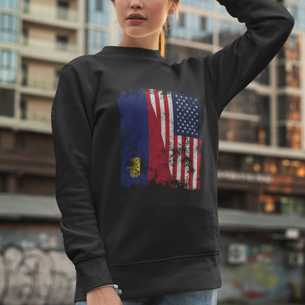 Liechtenstein USA Flag - Half American Sweatshirt