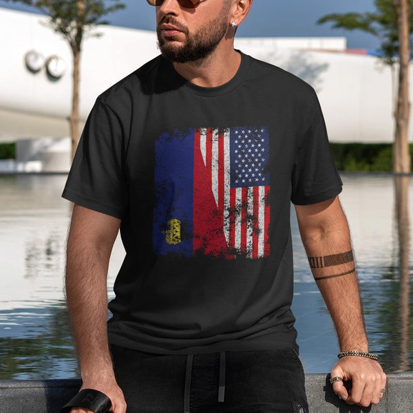 Liechtenstein USA Flag - Half American T-Shirt
