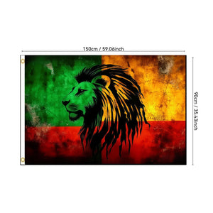 Lion of Judah Rasta Flag - 90x150cm(3x5ft) - 60x90cm(2x3ft) - Rastafari Lion Flag