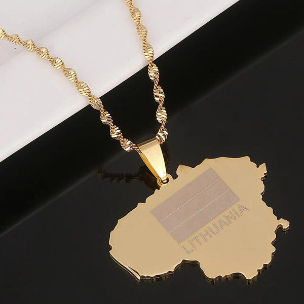 Lithuania Flag Map Necklace