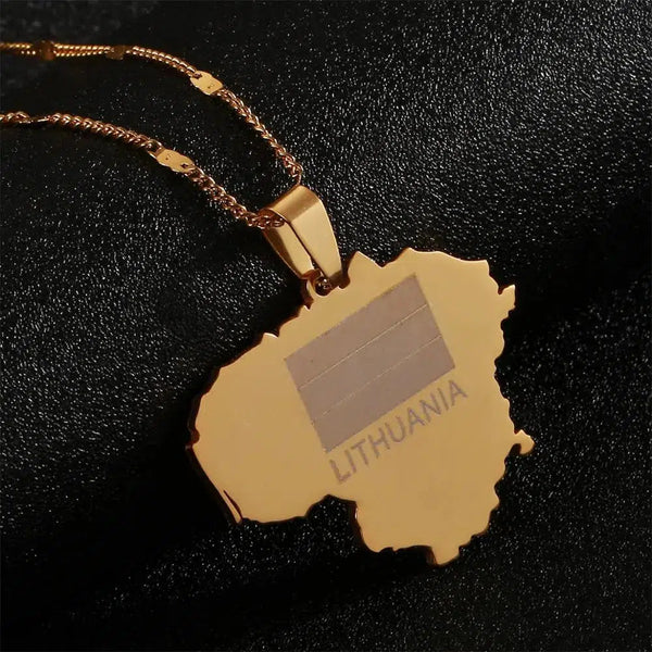 Lithuania Flag Map Necklace