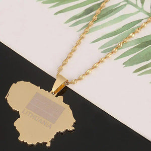 Lithuania Flag Map Necklace