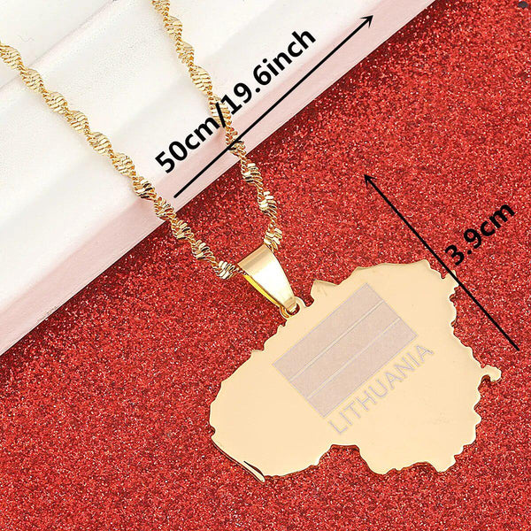 Lithuania Flag Map Necklace