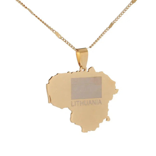 Lithuania Flag Map Necklace