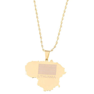 Lithuania Flag Map Necklace