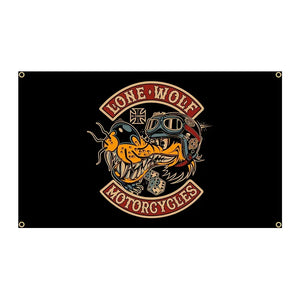 Lone Wolf Motorcycles Flag - 90x150cm(3x5ft) - 60x90cm(2x3ft)