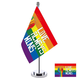 Love Always Wins Pride Desk Flag - Small LGBTQIA2S+ Table Flag