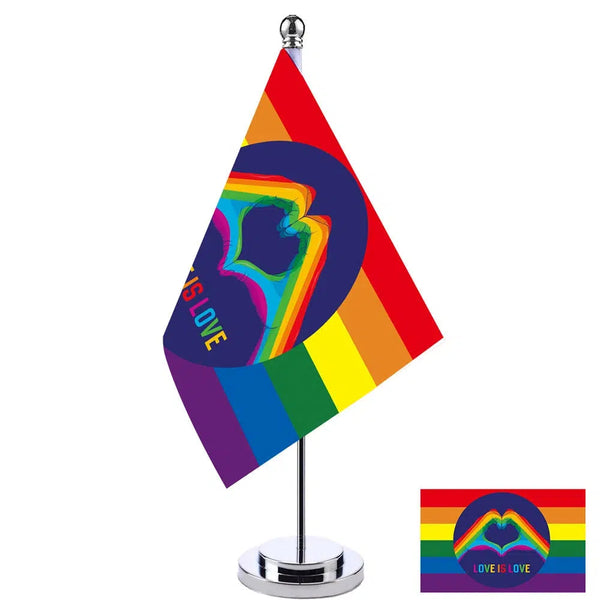 Love Is Love Pride Desk Flag - Small LGBTQIA2S+ Table Flag