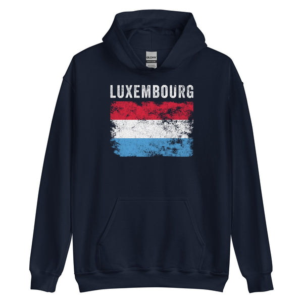 Luxembourg Flag Distressed Hoodie