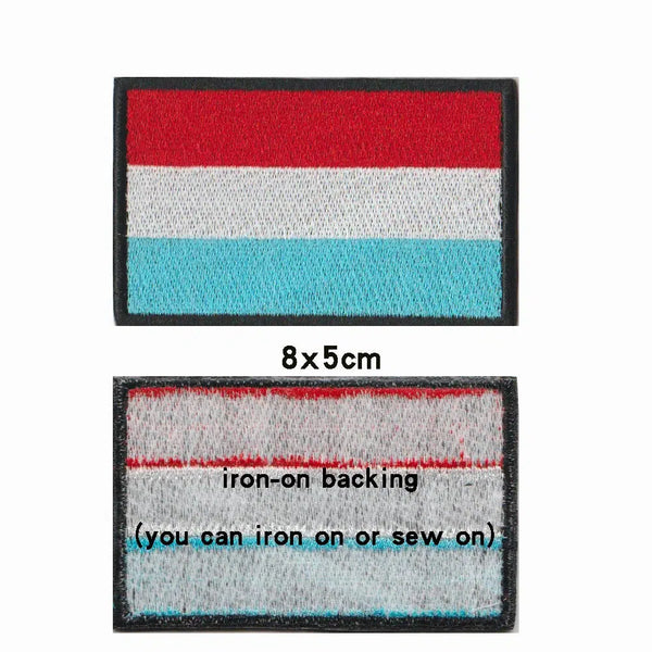 Luxembourg Flag Patch - Iron On/Hook & Loop Patch