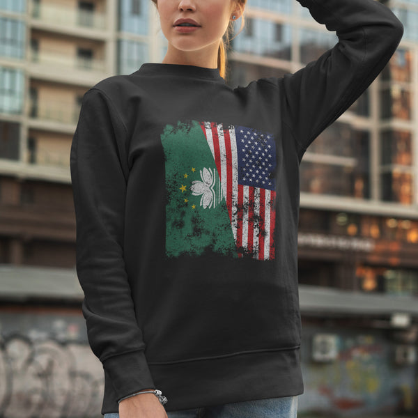 Macau USA Flag - Half American Sweatshirt