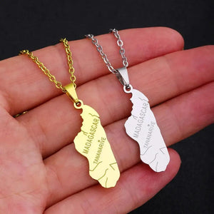 Madagascar Flag Map Necklace