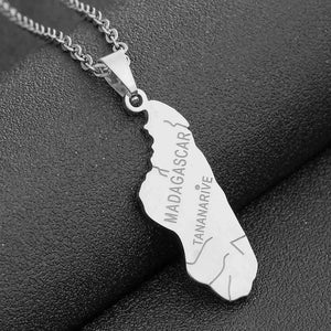 Madagascar Flag Map Necklace