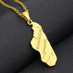 Madagascar Flag Map Necklace