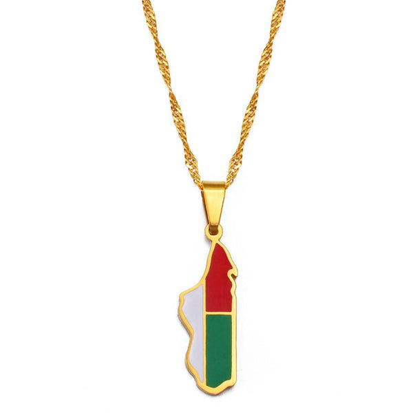 Madagascar Flag Map Necklace