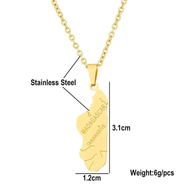Madagascar Flag Map Necklace