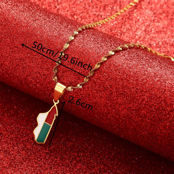 Madagascar Flag Map Necklace