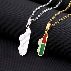 Madagascar Flag Map Necklace