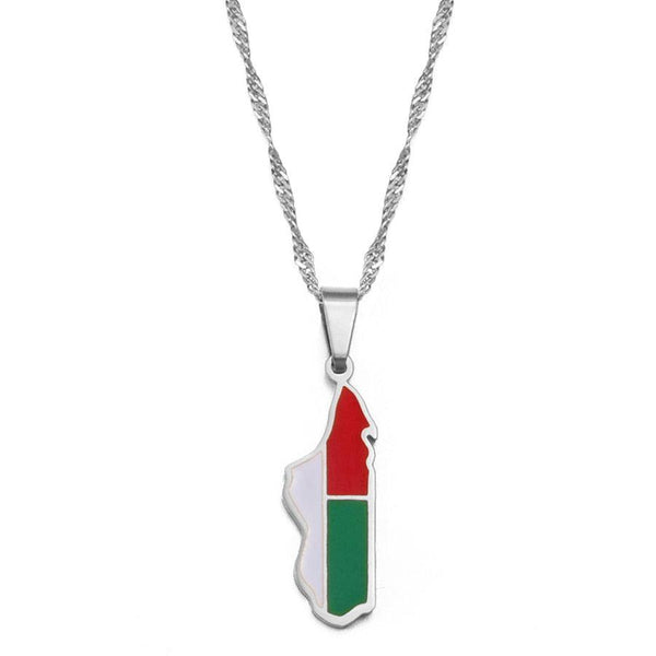 Madagascar Flag Map Necklace