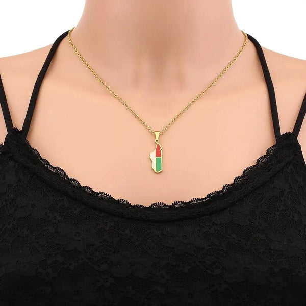 Madagascar Flag Map Necklace