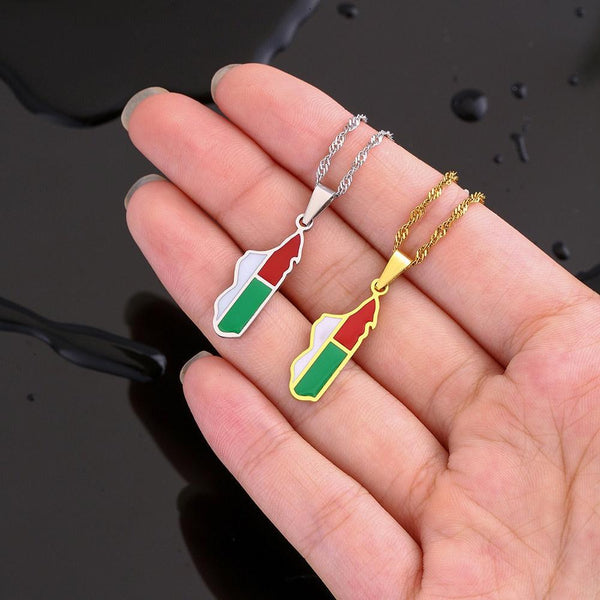 Madagascar Flag Map Necklace