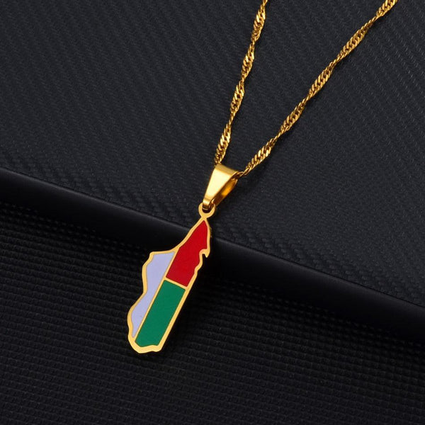 Madagascar Flag Map Necklace