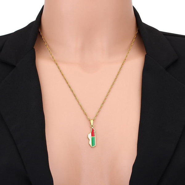Madagascar Flag Map Necklace