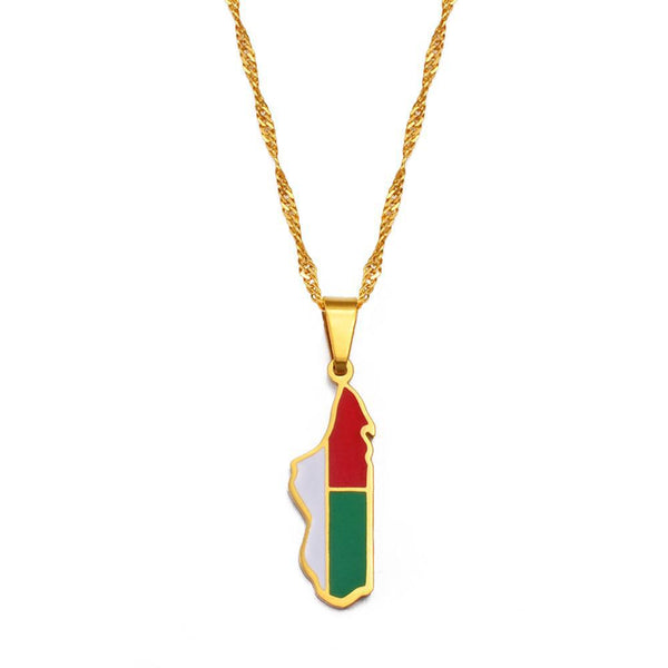 Madagascar Flag Map Necklace