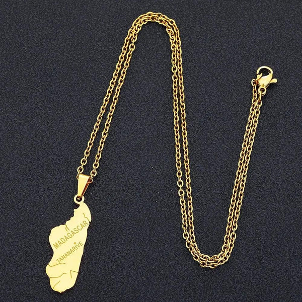 Madagascar Flag Map Necklace
