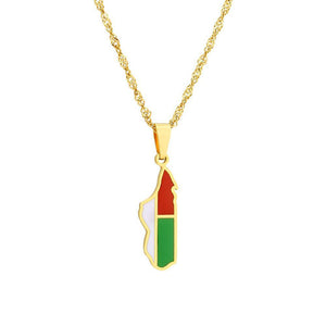 Madagascar Flag Map Necklace