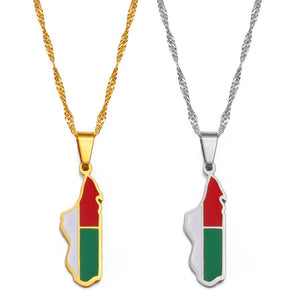 Madagascar Flag Map Necklace