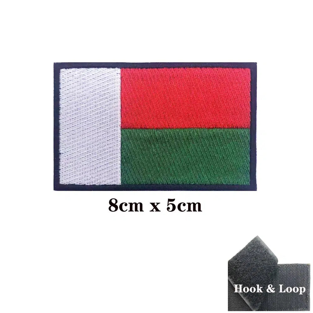 Madagascar Flag Patch - Iron On/Hook & Loop Patch