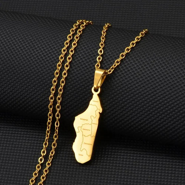 Madagascar Map Necklace