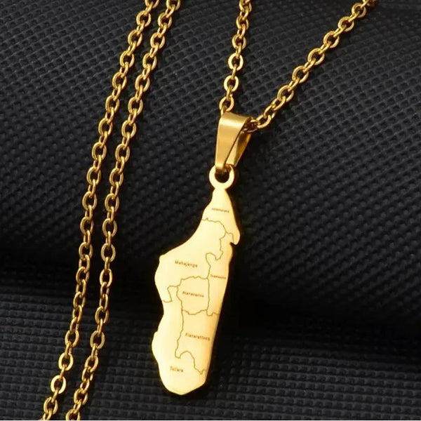 Madagascar Map Necklace