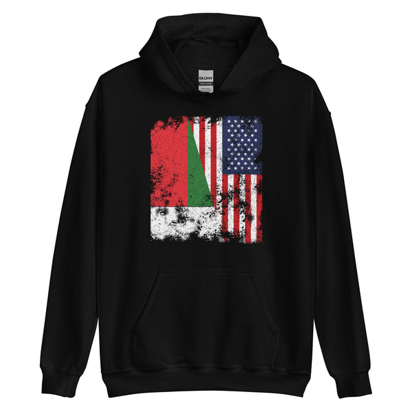 Madagascar USA Flag - Half American Hoodie