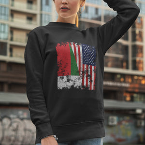 Madagascar USA Flag - Half American Sweatshirt