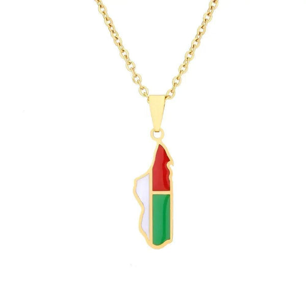Madagascar Flag Map Necklace