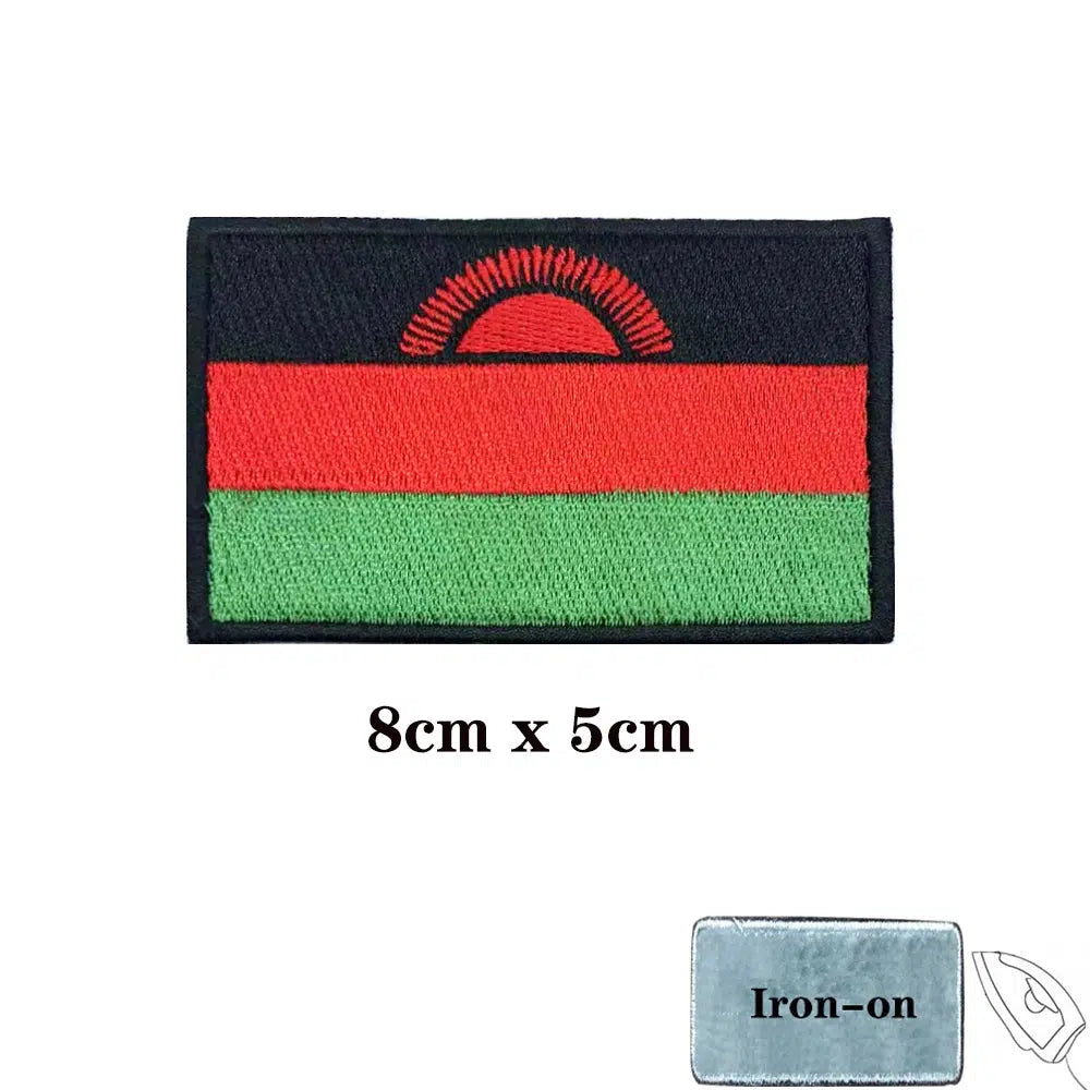 Malawi Flag Patch - Iron On/Hook & Loop Patch