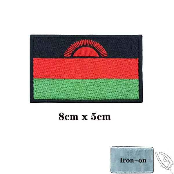 Malawi Flag Patch - Iron On/Hook & Loop Patch