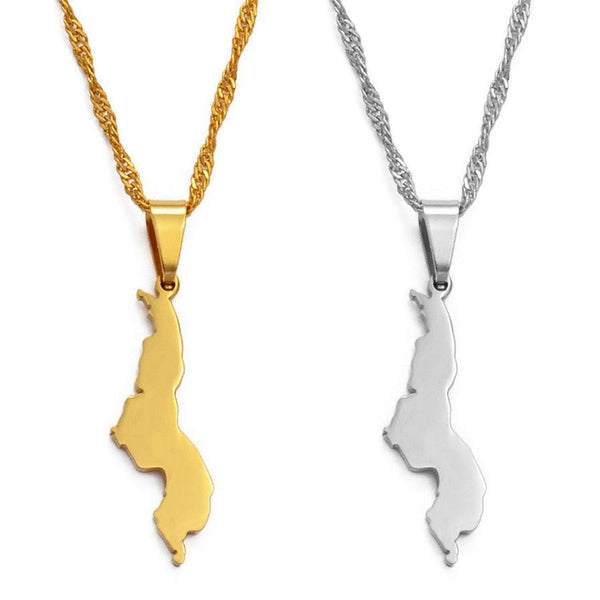 Malawi Map Necklace