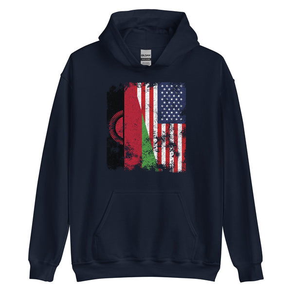 Malawi USA Flag - Half American Hoodie