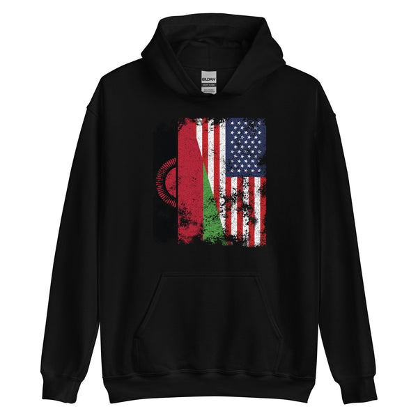 Malawi USA Flag - Half American Hoodie