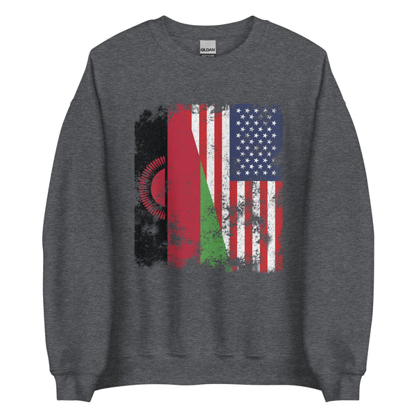 Malawi USA Flag - Half American Sweatshirt