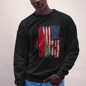 Malawi USA Flag - Half American Sweatshirt