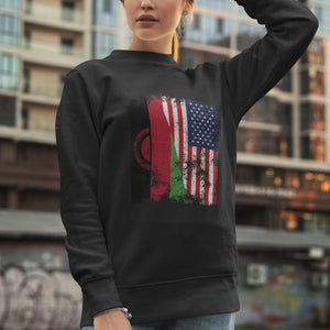 Malawi USA Flag - Half American Sweatshirt