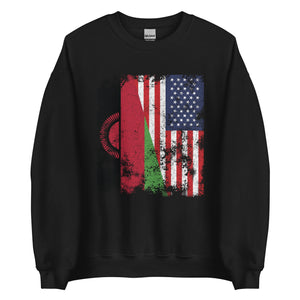 Malawi USA Flag - Half American Sweatshirt