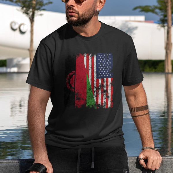 Malawi USA Flag - Half American T-Shirt