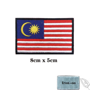 Malaysia Flag Patch - Iron On/Hook & Loop Patch